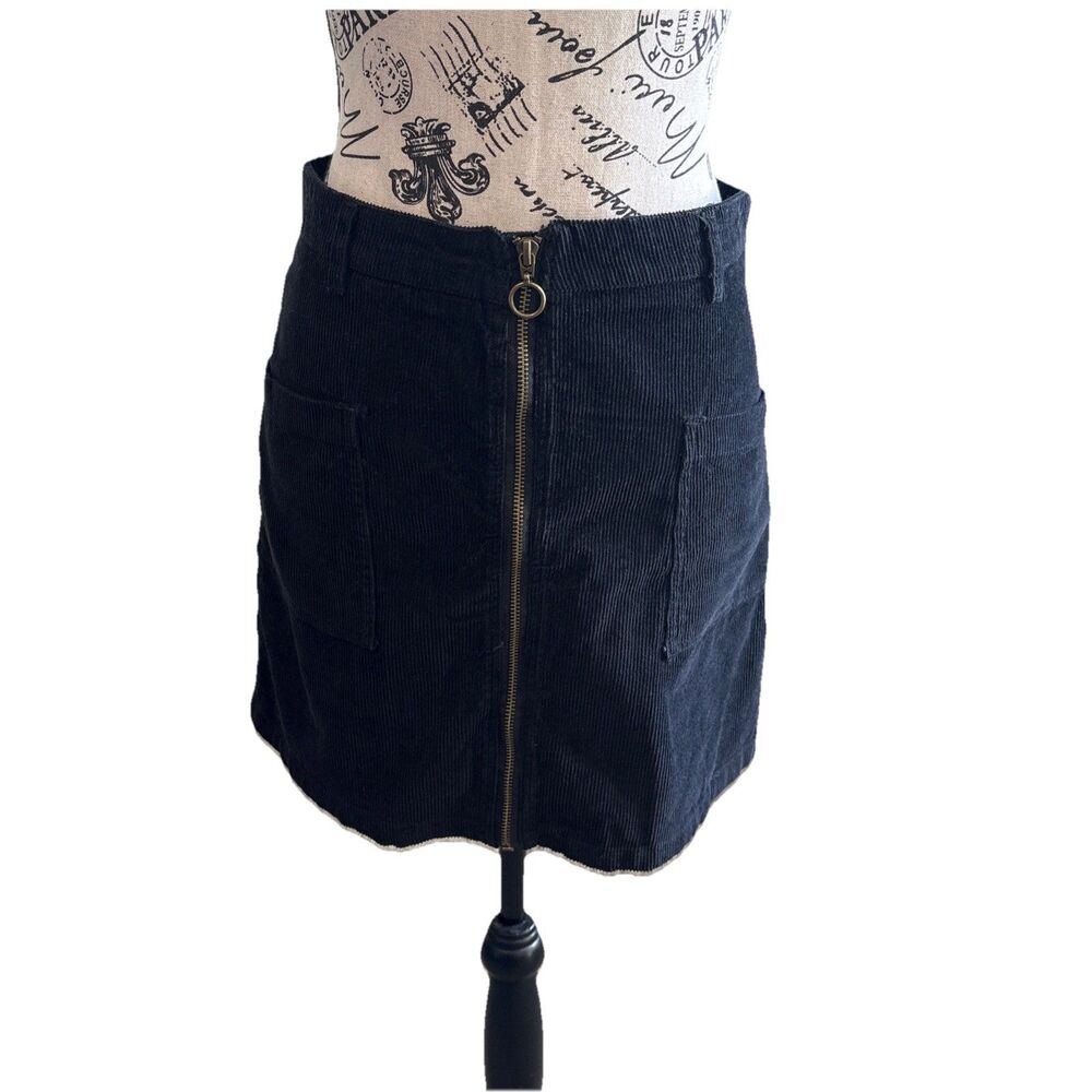 Altered State Corduroy Zip Front Pocket Small Mini Skirt Grunge Goth Y2K